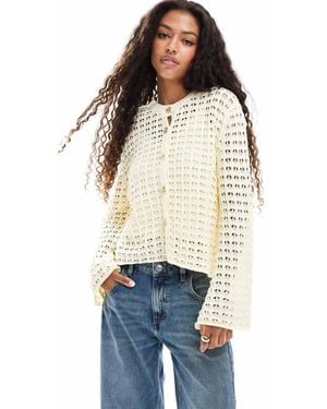 ASOS Knitted Cardigan With Shell-look Buttons - Blue