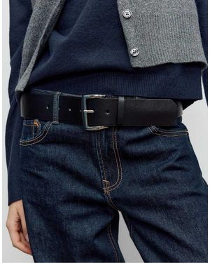 Stradivarius Semi-Wide Faux Suede Belt - Blue