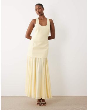 Forever New Gelaagde Maxi Jurk Met Lage Ronde Hals - Naturel