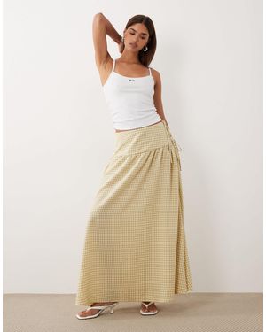 BRONZE SNAKE Rylan Gingham Maxi Skirt - Natural