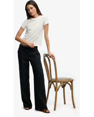 Superdry Linen Low Rise Trousers - White