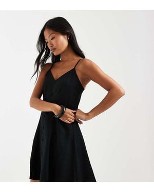 Vero Moda Button Front Cami Mini Skater Dress - Black