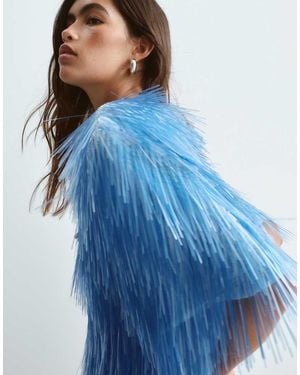 ARRANGE All Over Shard Sequin Strong Shoulder T-shirt - Blue