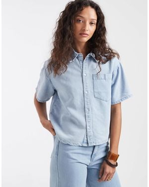 Pieces Short Sleeve Denim Shirt Co-ord - Blue