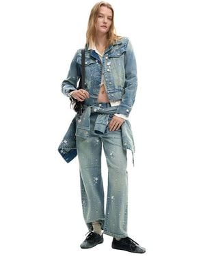 Desigual Embroidered Trucker Jacket, Cotton - Blue