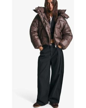 Bershka Piumino Con Cappuccio - Nero
