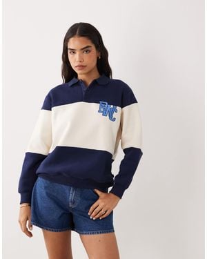 Cotton On Active - sweat style rugby duveteux à imprimé graphique - prep sport - Bleu
