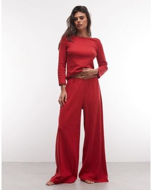 ASOS Lounge Pointelle Pajama Trouser - Red