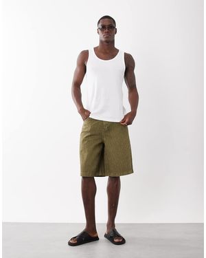 ASOS Jorts Di Jeans Ampi Testurizzati Kaki Slavato - Neutro