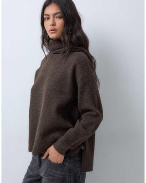 Vero Moda Scarf Detail High Neck Jumper - Grey