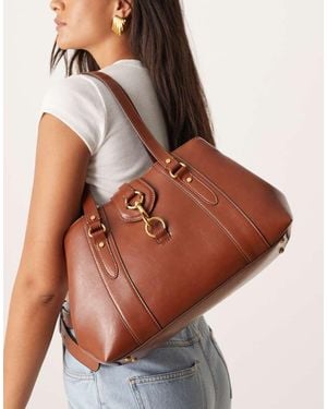 Mango Retro Purse With Clasp Detail - Brown