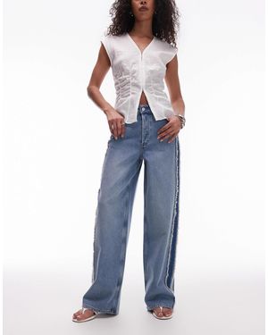 & Other Stories High Waist Wide Denim Jeans With Fray Detail - Blue