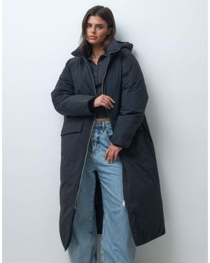 ASOS Hooded Longline Puffer Jacket - Blue