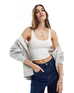 Stradivarius Str Polyamide Tank Top - White