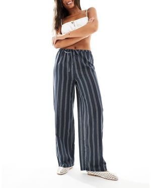New Look Wide Leg Stripe Trousers - Blue