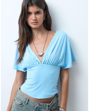 ASOS Polyamide Plunge Sleeveless Tie Back Cinch Top - Blue