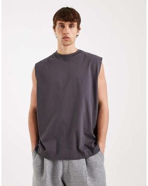 ASOS Camiseta Gris Carbón Extragrande Básica Sin Mangas Essentials De - Azul