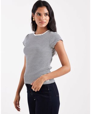 Levi's – gestreiftes t-shirt mit waffelstruktur und kappärmeln - Weiß