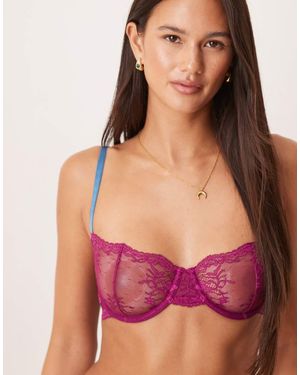 Dora Larsen Odette Floral Lace Underwire Bra - Purple