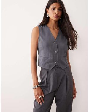 Jdy Chaleco De Traje Con Raya Diplomática De - Gris