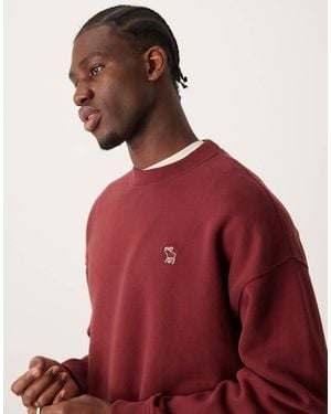 Abercrombie & Fitch Elevated Icon Crew Sweatshirt - Red