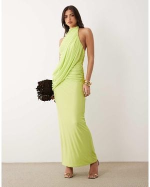 ASOS High Neck Draped Maxi Dress - Green