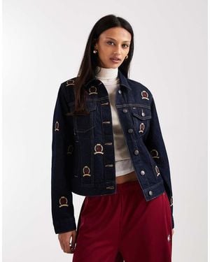 Tommy Hilfiger All Over Crest Denim Jacket - Red