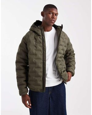 Threadbare Abrigo Acolchado Con Capucha De Tejido Texturizado De -Verde