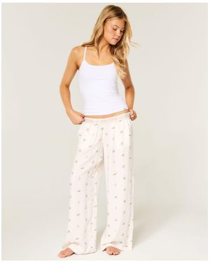 Hollister Low-Rise Logo Waist Flannel Trousers - White