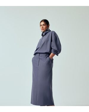 ASOS Curve Tailored Pencil Maxi Skirt - Blue