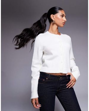 Kaiia Exclusive Button Through Ribbed Hem Cardigan - White