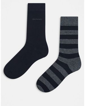 GANT 2-pack Barstripe And Solid Socks - Blue