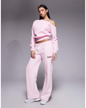 Kaiia Cotton Rich Animal Star Logo Graphic Wide Leg jogger Co-ord - Pink