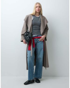 Mango Cappotto Sartoriale Con Cintura Color Mushroom - Grigio