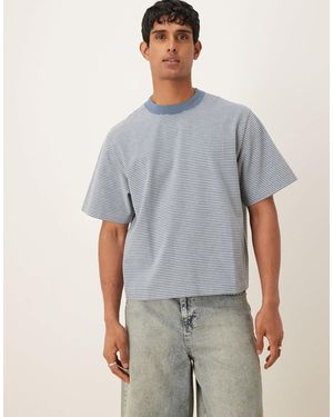 Abercrombie & Fitch – hochwertiges cropped t-shirt aus schwerem material mit en streifen - Grau