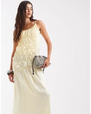 Muse Assembly Amelia Gathered Detail Maxi Dress-yellow - Natural