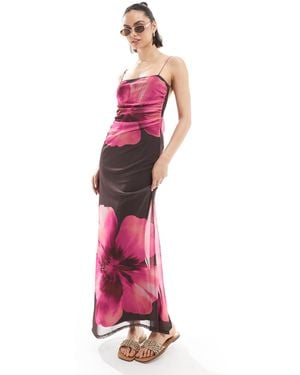 Stradivarius Mesh Maxi Dress - Pink
