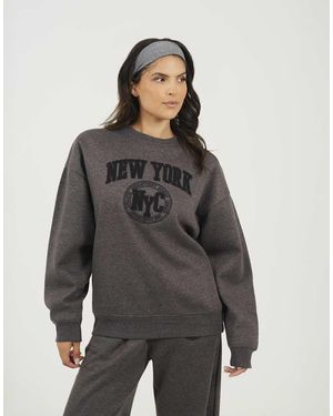 Brave Soul Crew Neck Embroidered Sweatshirt - Grey
