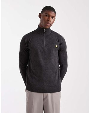 Brave Soul 1/4 Zip Knitted Jumper - Blue