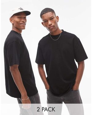 TOPMAN 2 Pack Oversized Fit T-Shirt - Black