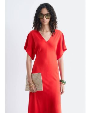 & Other Stories V-neck Flutter Sleeve Maxi Dress - Red