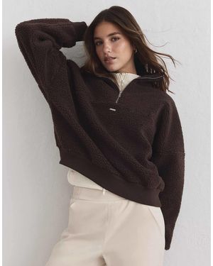 Aim'n Schokoladenfarbener pile half-zip - Schwarz