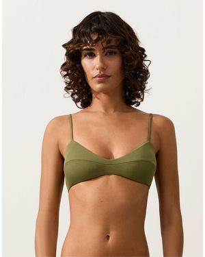 Oysho – geripptes bikinioberteil - Grün