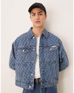 Calvin Klein 90s All Over Print Denim Jacket - Blue