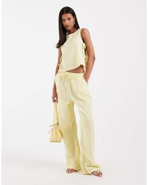 ONLY Gestreepte Broek Van Kaasdoek Met Wijde Pijpen - Metallic