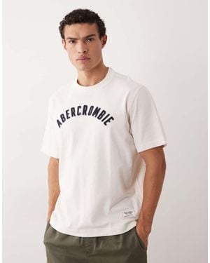 Abercrombie & Fitch T-Shirt Bianca Con Patch Logo - Bianco