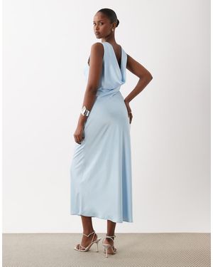 Vila Cowl Back Satin Maxi Dress - White