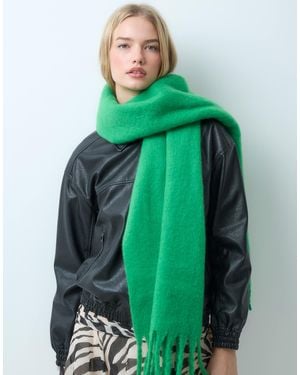 Vila Super Soft Solid Tassel Scarf - Green