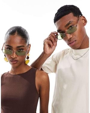A.Kjærbede Noah Rectangular Metal Frame Sunglasses - Brown