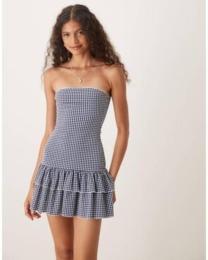 Motel Sitav Gingham Bandeau Dress - Blue